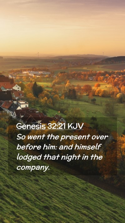 Picture 02 - Genesis 32:21 KJV Mobile Phone Wallpaper - So went the present over before him: and himself - Mobile Bible Verse Wallpaper