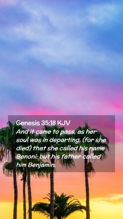 Picture 02 - Genesis 35:18 KJV Mobile Phone Wallpaper - And it came to pass, as her soul was in - Mobile Bible Verse Wallpaper