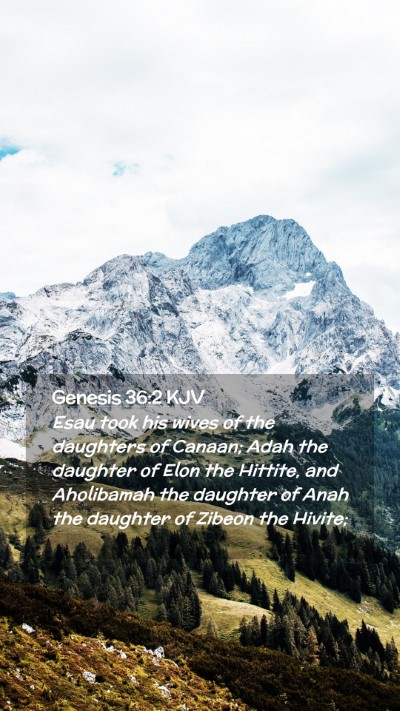 Picture 02 - Genesis 36:2 KJV Mobile Phone Wallpaper - Esau took his wives of the daughters of Canaan; - Mobile Bible Verse Wallpaper