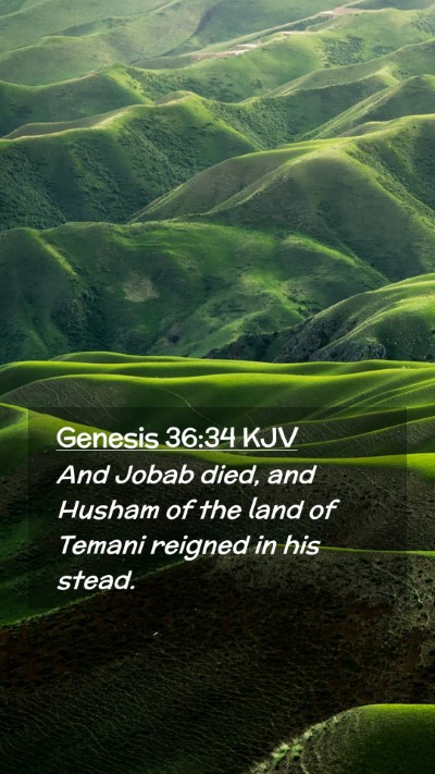 Picture 02 - Genesis 36:34 KJV Mobile Phone Wallpaper - And Jobab died, and Husham of the land of Temani - Mobile Bible Verse Wallpaper