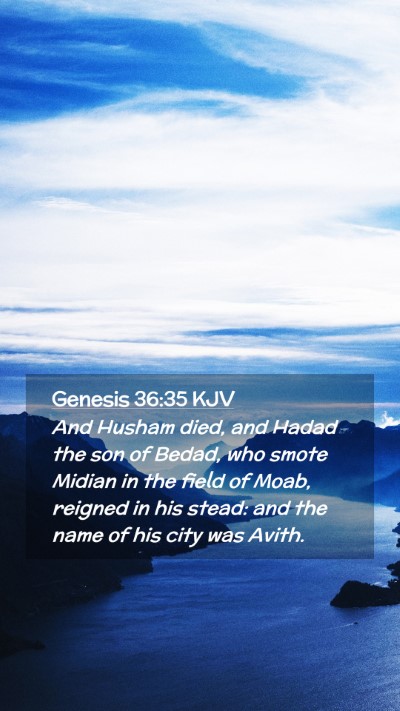 Picture 02 - Genesis 36:35 KJV Mobile Phone Wallpaper - And Husham died, and Hadad the son of Bedad, who - Mobile Bible Verse Wallpaper