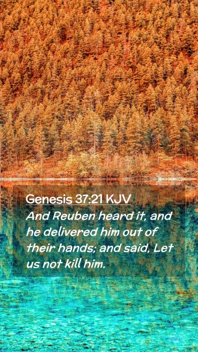 Picture 02 - Genesis 37:21 KJV Mobile Phone Wallpaper - And Reuben heard it, and he delivered him out of - Mobile Bible Verse Wallpaper
