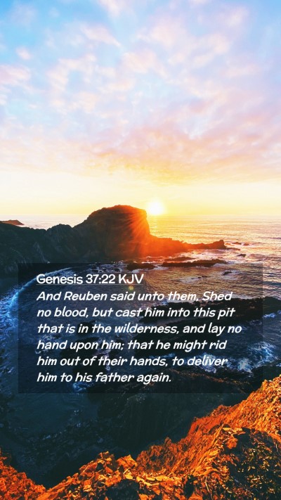 Picture 02 - Genesis 37:22 KJV Mobile Phone Wallpaper - And Reuben said unto them, Shed no blood, but - Mobile Bible Verse Wallpaper