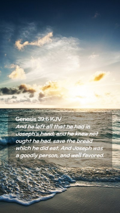 Picture 02 - Genesis 39:6 KJV Mobile Phone Wallpaper - And he left all that he had in Joseph's hand; and - Mobile Bible Verse Wallpaper
