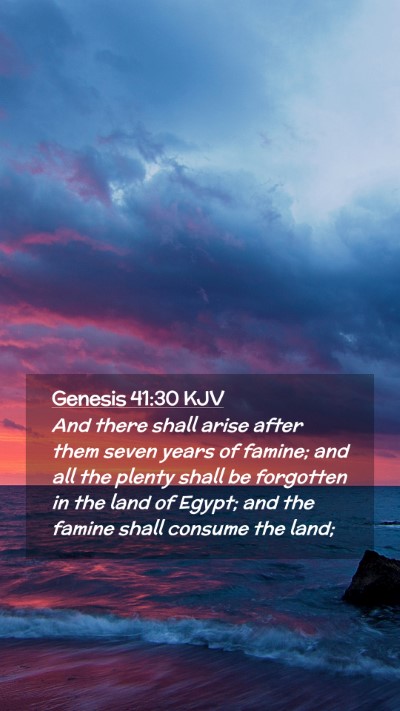 Picture 02 - Genesis 41:30 KJV Mobile Phone Wallpaper - And there shall arise after them seven years of - Mobile Bible Verse Wallpaper