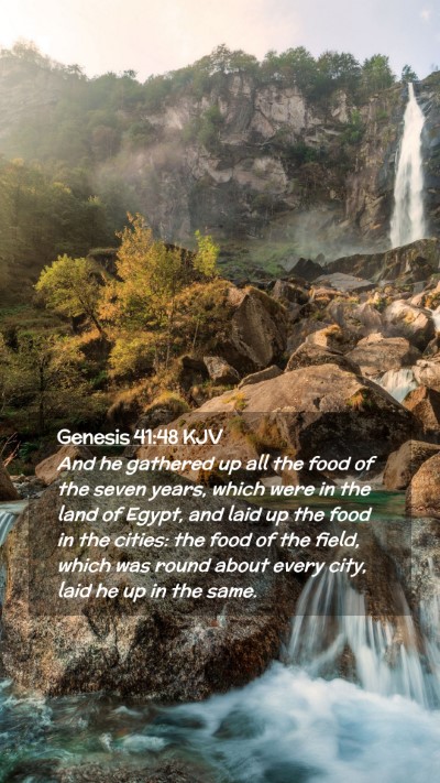 Picture 02 - Genesis 41:48 KJV Mobile Phone Wallpaper - And he gathered up all the food of the seven - Mobile Bible Verse Wallpaper