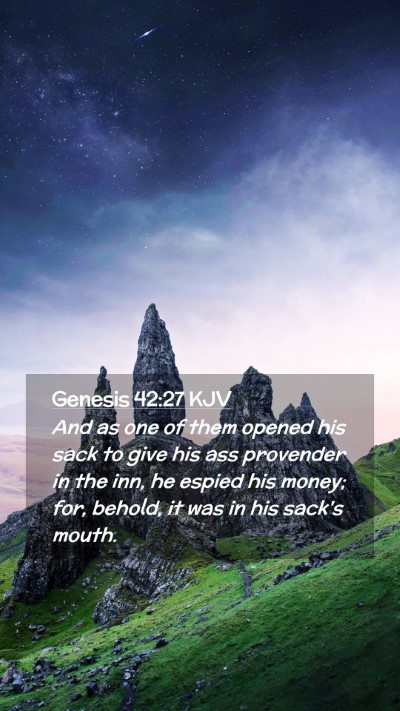 Picture 02 - Genesis 42:27 KJV Mobile Phone Wallpaper - And as one of them opened his sack to give his - Mobile Bible Verse Wallpaper