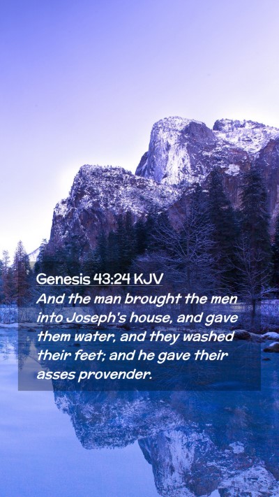 Picture 02 - Genesis 43:24 KJV Mobile Phone Wallpaper - And the man brought the men into Joseph's house, - Mobile Bible Verse Wallpaper