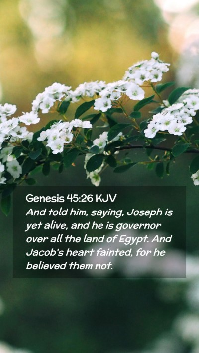 Picture 02 - Genesis 45:26 KJV Mobile Phone Wallpaper - And told him, saying, Joseph is yet alive, and he - Mobile Bible Verse Wallpaper