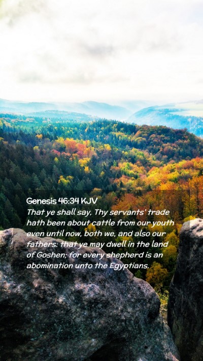 Picture 02 - Genesis 46:34 KJV Mobile Phone Wallpaper - That ye shall say, Thy servants' trade hath been - Mobile Bible Verse Wallpaper
