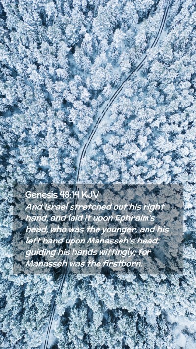 Picture 02 - Genesis 48:14 KJV Mobile Phone Wallpaper - And Israel stretched out his right hand, and laid - Mobile Bible Verse Wallpaper