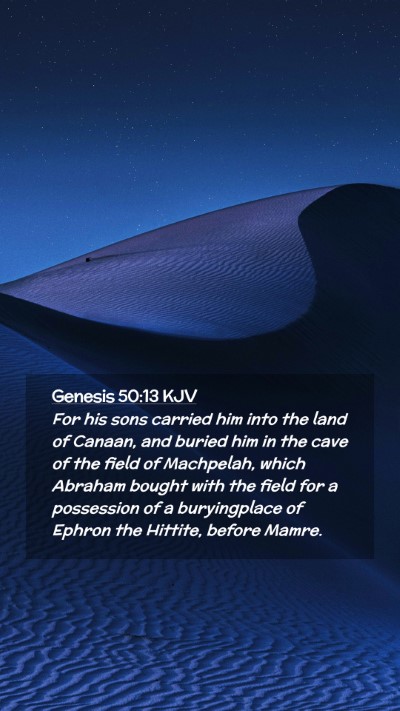 Picture 02 - Genesis 50:13 KJV Mobile Phone Wallpaper - For his sons carried him into the land of Canaan, - Mobile Bible Verse Wallpaper