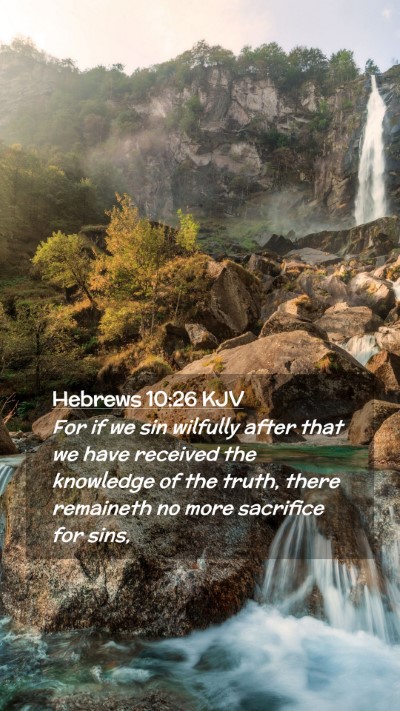 Picture 02 - Hebrews 10:26 KJV Mobile Phone Wallpaper - For if we sin wilfully after that we have - Mobile Bible Verse Wallpaper