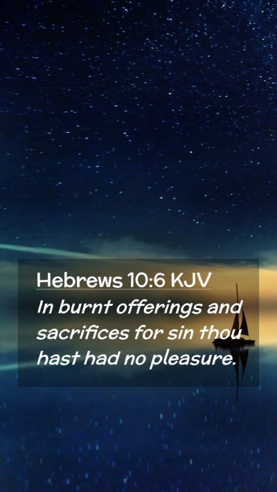 Picture 02 - Hebrews 10:6 KJV Mobile Phone Wallpaper - In burnt offerings and sacrifices for sin thou - Mobile Bible Verse Wallpaper
