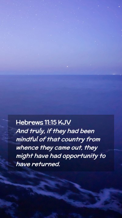 Picture 02 - Hebrews 11:15 KJV Mobile Phone Wallpaper - And truly, if they had been mindful of that - Mobile Bible Verse Wallpaper