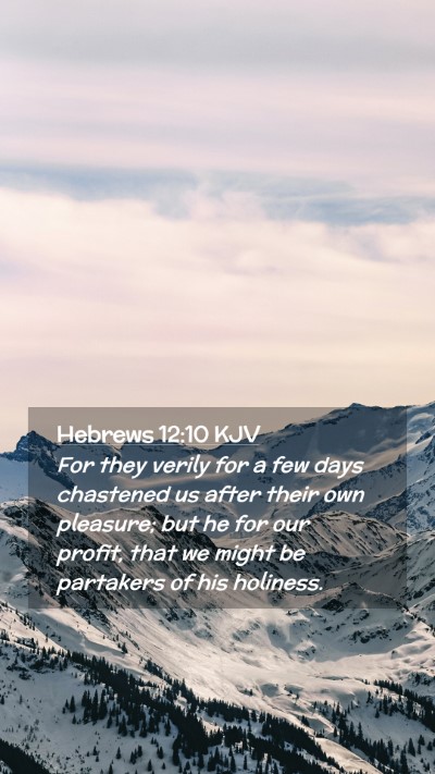 Picture 02 - Hebrews 12:10 KJV Mobile Phone Wallpaper - For they verily for a few days chastened us after - Mobile Bible Verse Wallpaper