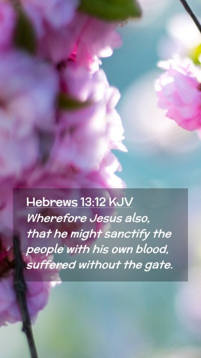 Picture 02 - Hebrews 13:12 KJV Mobile Phone Wallpaper - Wherefore Jesus also, that he might sanctify the - Mobile Bible Verse Wallpaper