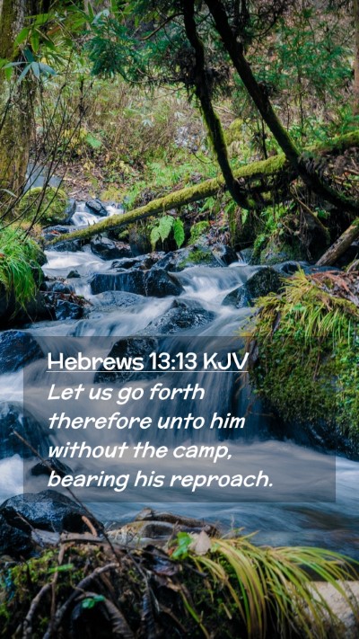 Picture 02 - Hebrews 13:13 KJV Mobile Phone Wallpaper - Let us go forth therefore unto him without the - Mobile Bible Verse Wallpaper