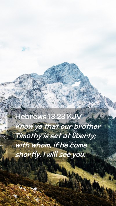 Picture 02 - Hebrews 13:23 KJV Mobile Phone Wallpaper - Know ye that our brother Timothy is set at - Mobile Bible Verse Wallpaper