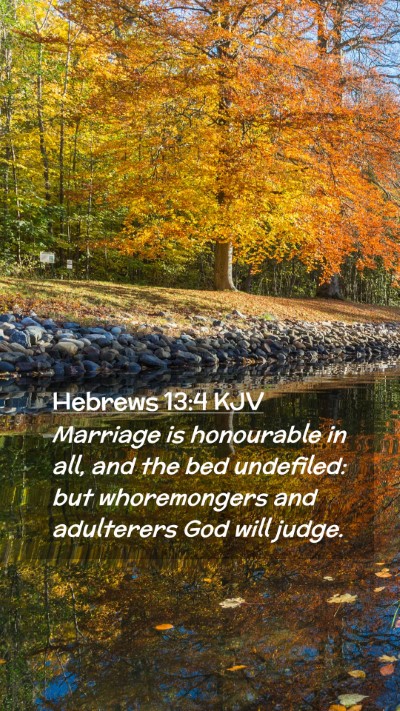Picture 02 - Hebrews 13:4 KJV Mobile Phone Wallpaper - Marriage is honourable in all, and the bed - Mobile Bible Verse Wallpaper