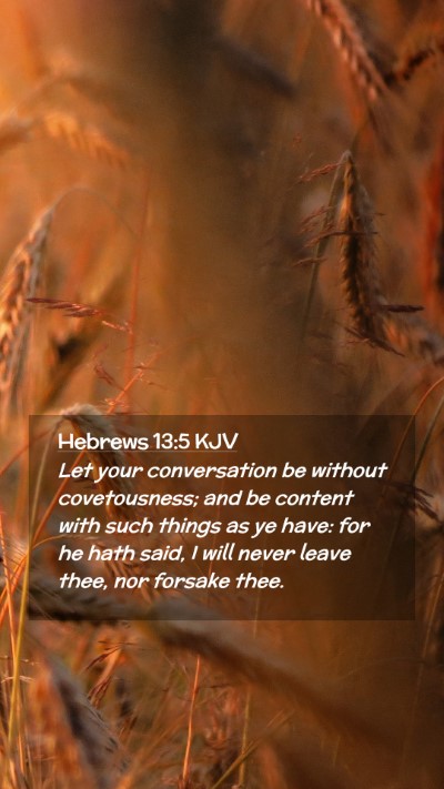Picture 02 - Hebrews 13:5 KJV Mobile Phone Wallpaper - Let your conversation be without covetousness; - Mobile Bible Verse Wallpaper