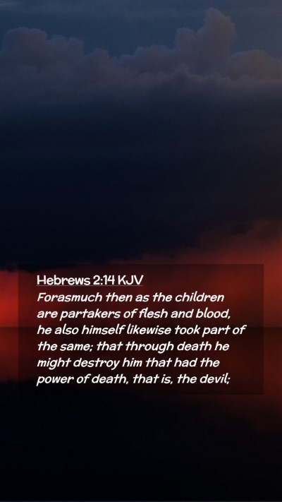 Picture 02 - Hebrews 2:14 KJV Mobile Phone Wallpaper - Forasmuch then as the children are partakers of - Mobile Bible Verse Wallpaper
