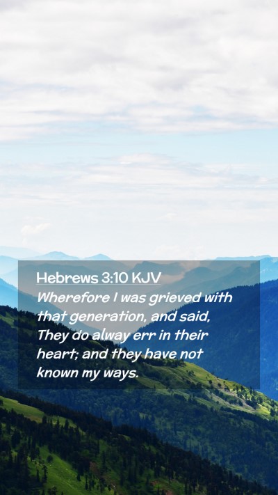 Picture 02 - Hebrews 3:10 KJV Mobile Phone Wallpaper - Wherefore I was grieved with that generation, and - Mobile Bible Verse Wallpaper
