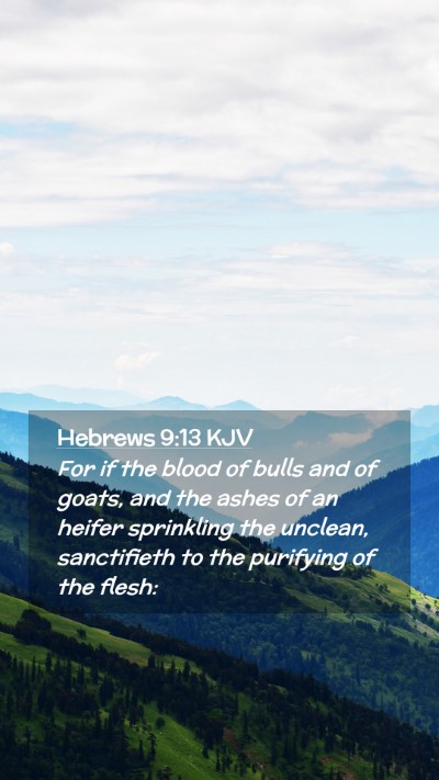 Picture 02 - Hebrews 9:13 KJV Mobile Phone Wallpaper - For if the blood of bulls and of goats, and the - Mobile Bible Verse Wallpaper