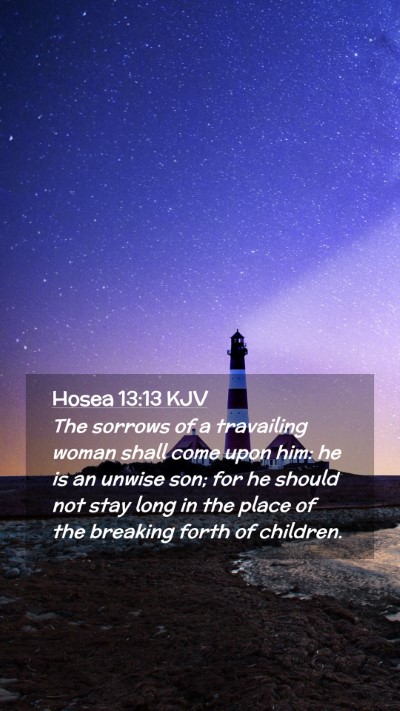 Picture 02 - Hosea 13:13 KJV Mobile Phone Wallpaper - The sorrows of a travailing woman shall come upon - Mobile Bible Verse Wallpaper
