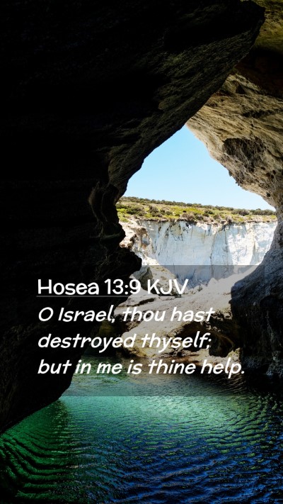 Picture 02 - Hosea 13:9 KJV Mobile Phone Wallpaper - O Israel, thou hast destroyed thyself; but in me - Mobile Bible Verse Wallpaper