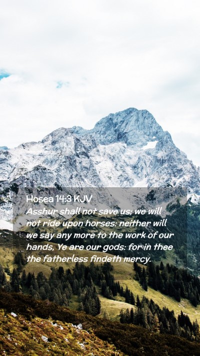 Picture 02 - Hosea 14:3 KJV Mobile Phone Wallpaper - Asshur shall not save us; we will not ride upon - Mobile Bible Verse Wallpaper