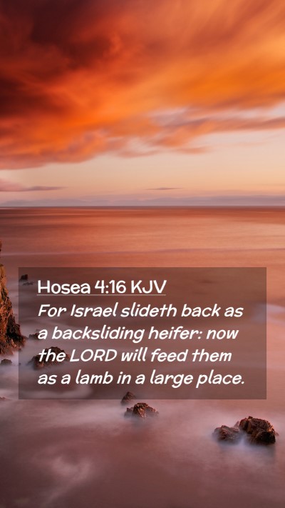 Picture 02 - Hosea 4:16 KJV Mobile Phone Wallpaper - For Israel slideth back as a backsliding heifer: - Mobile Bible Verse Wallpaper