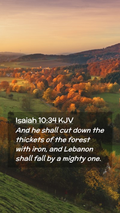 Picture 02 - Isaiah 10:34 KJV Mobile Phone Wallpaper - And he shall cut down the thickets of the forest - Mobile Bible Verse Wallpaper