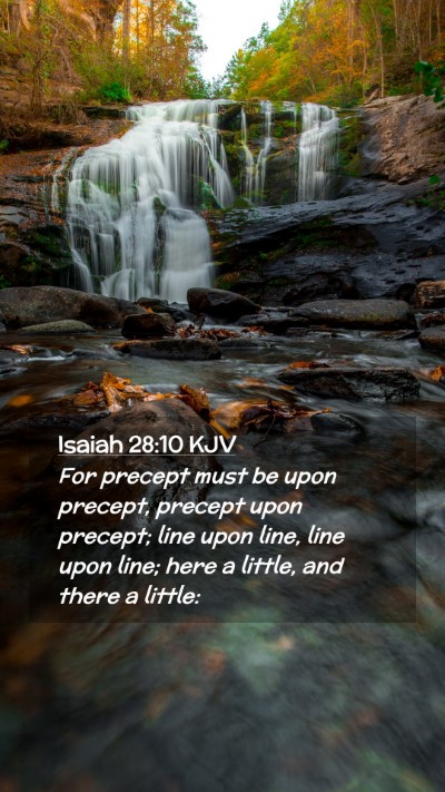 Picture 02 - Isaiah 28:10 KJV Mobile Phone Wallpaper - For precept must be upon precept, precept upon - Mobile Bible Verse Wallpaper