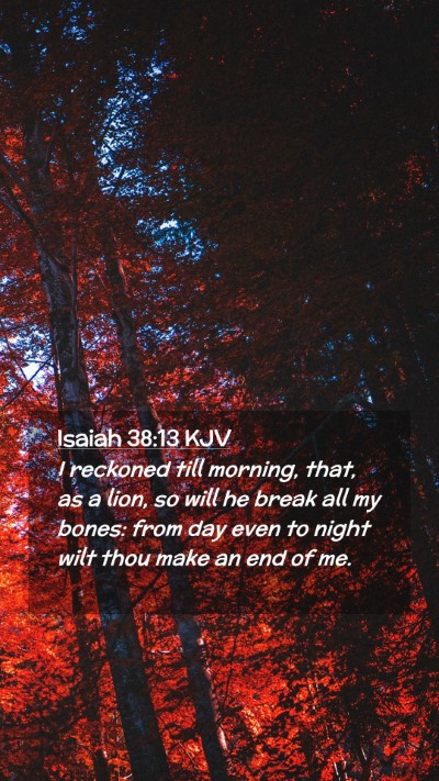 Picture 02 - Isaiah 38:13 KJV Mobile Phone Wallpaper - I reckoned till morning, that, as a lion, so will - Mobile Bible Verse Wallpaper