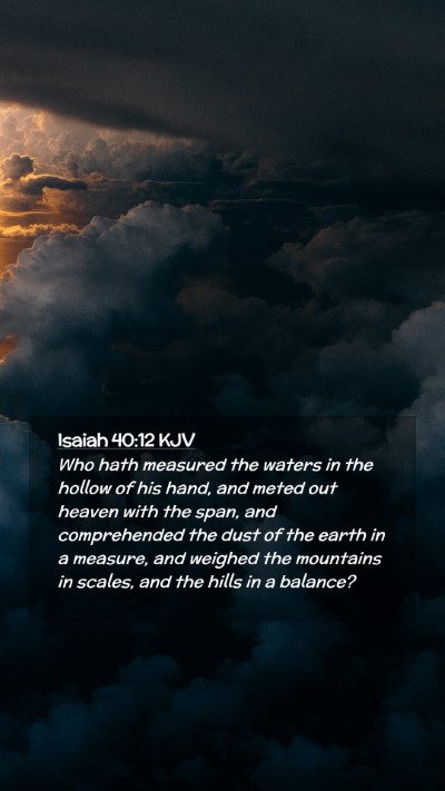 Picture 02 - Isaiah 40:12 KJV Mobile Phone Wallpaper - Who hath measured the waters in the hollow of his - Mobile Bible Verse Wallpaper