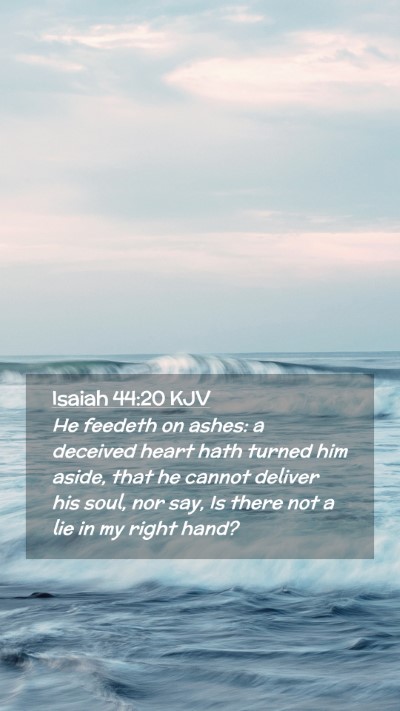 Picture 02 - Isaiah 44:20 KJV Mobile Phone Wallpaper - He feedeth on ashes: a deceived heart hath turned - Mobile Bible Verse Wallpaper