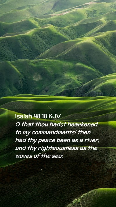 Picture 02 - Isaiah 48:18 KJV Mobile Phone Wallpaper - O that thou hadst hearkened to my commandments! - Mobile Bible Verse Wallpaper