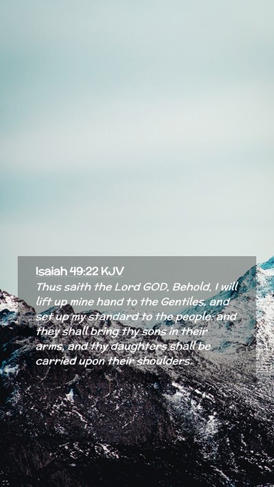 Picture 02 - Isaiah 49:22 KJV Mobile Phone Wallpaper - Thus saith the Lord GOD, Behold, I will lift up - Mobile Bible Verse Wallpaper