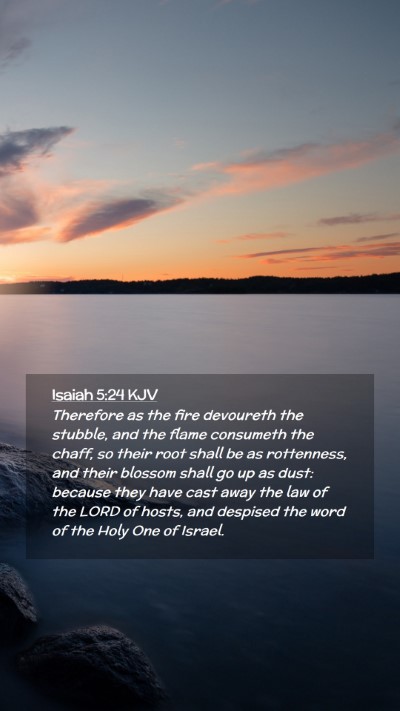 Picture 02 - Isaiah 5:24 KJV Mobile Phone Wallpaper - Therefore as the fire devoureth the stubble, and - Mobile Bible Verse Wallpaper