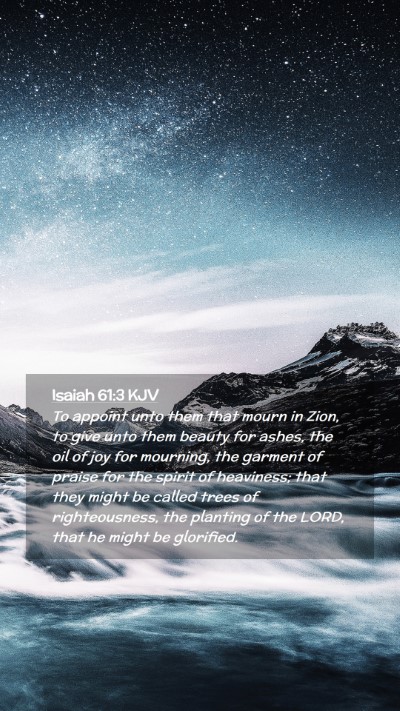 Picture 02 - Isaiah 61:3 KJV Mobile Phone Wallpaper - To appoint unto them that mourn in Zion, to give - Mobile Bible Verse Wallpaper