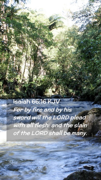 Picture 02 - Isaiah 66:16 KJV Mobile Phone Wallpaper - For by fire and by his sword will the LORD plead - Mobile Bible Verse Wallpaper