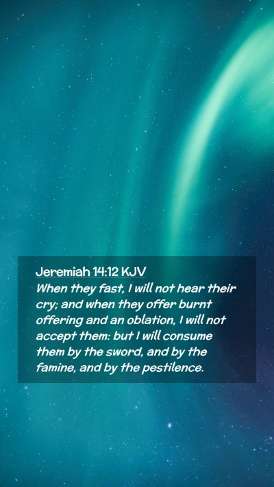 Picture 02 - Jeremiah 14:12 KJV Mobile Phone Wallpaper - When they fast, I will not hear their cry; and - Mobile Bible Verse Wallpaper