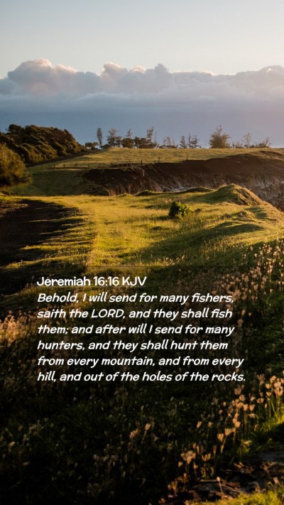 Picture 02 - Jeremiah 16:16 KJV Mobile Phone Wallpaper - Behold, I will send for many fishers, saith the - Mobile Bible Verse Wallpaper