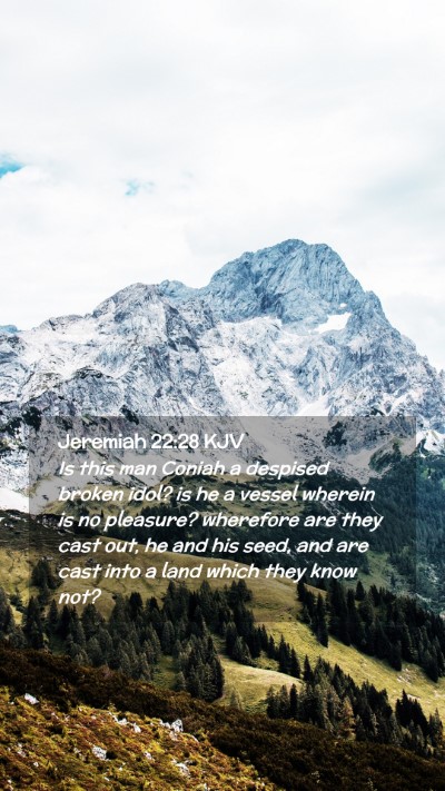 Picture 02 - Jeremiah 22:28 KJV Mobile Phone Wallpaper - Is this man Coniah a despised broken idol? is he - Mobile Bible Verse Wallpaper