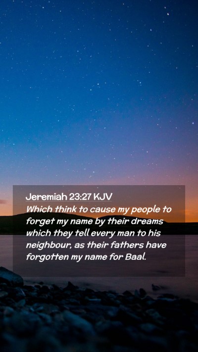 Picture 02 - Jeremiah 23:27 KJV Mobile Phone Wallpaper - Which think to cause my people to forget my name - Mobile Bible Verse Wallpaper