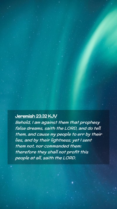 Picture 02 - Jeremiah 23:32 KJV Mobile Phone Wallpaper - Behold, I am against them that prophesy false - Mobile Bible Verse Wallpaper