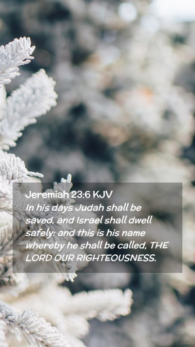 Picture 02 - Jeremiah 23:6 KJV Mobile Phone Wallpaper - In his days Judah shall be saved, and Israel - Mobile Bible Verse Wallpaper