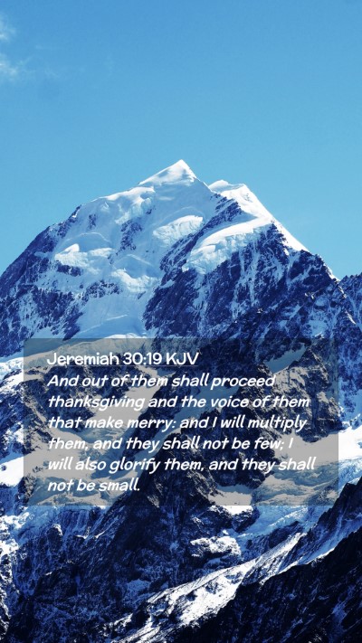 Picture 02 - Jeremiah 30:19 KJV Mobile Phone Wallpaper - And out of them shall proceed thanksgiving and - Mobile Bible Verse Wallpaper