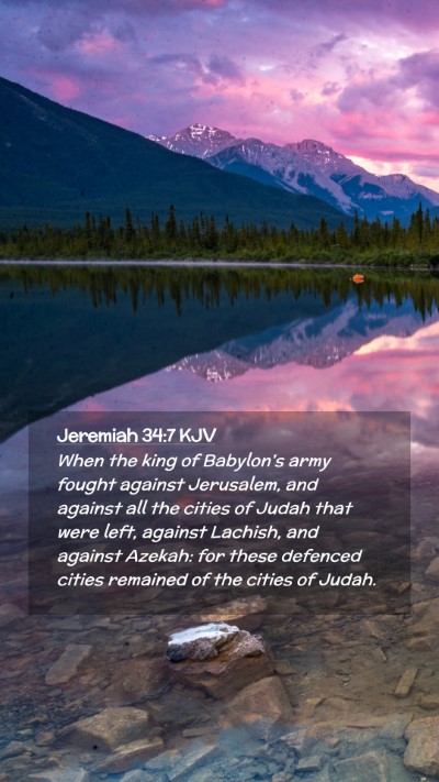 Picture 02 - Jeremiah 34:7 KJV Mobile Phone Wallpaper - When the king of Babylon's army fought against - Mobile Bible Verse Wallpaper